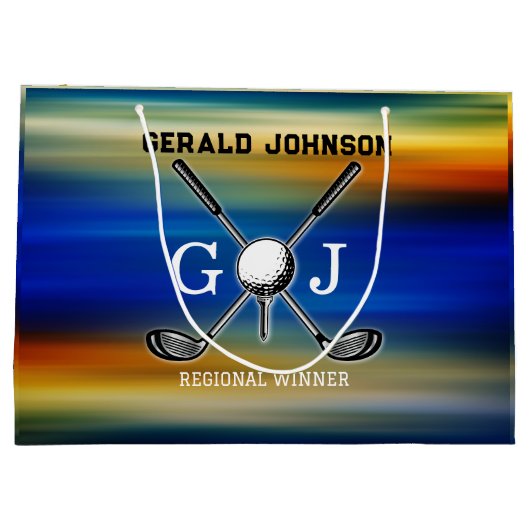 Sunset Golf Monogram Ontwerp Groot Cadeauzakje (Achterkant)