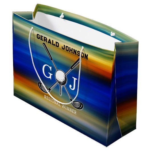 Sunset Golf Monogram Ontwerp Groot Cadeauzakje (Achterkant Gekanteld)