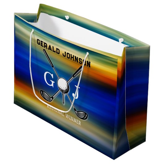 Sunset Golf Monogram Ontwerp Groot Cadeauzakje (Voorkant Gekanteld)