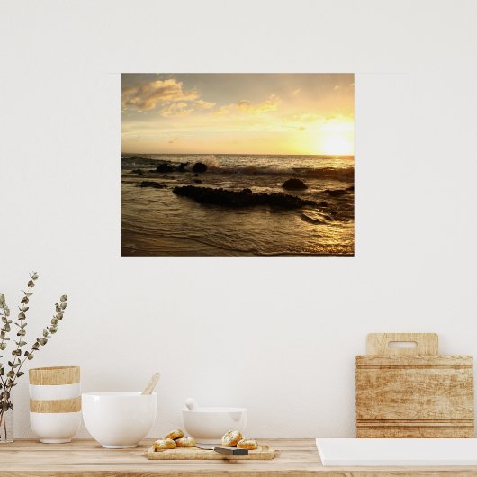 Sunset: golven crashen poster (Keuken)