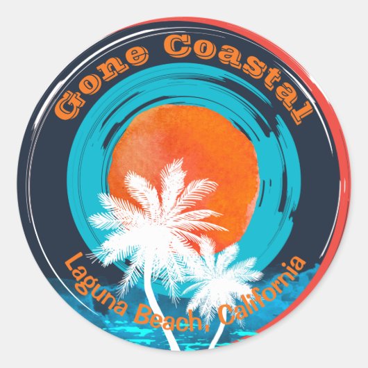 Sunset Gone Coastal Pick Your Beach Ronde Sticker (Voorkant)