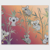 Sunset Gradient Cute Koala & Bamboo  Cadeaupapier (Vlak)