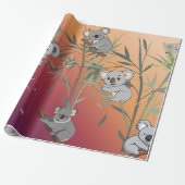 Sunset Gradient Cute Koala & Bamboo  Cadeaupapier (Uitgerold)