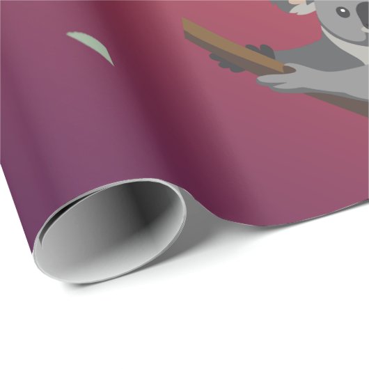 Sunset Gradient Cute Koala & Bamboo  Cadeaupapier (Rol Hoek)