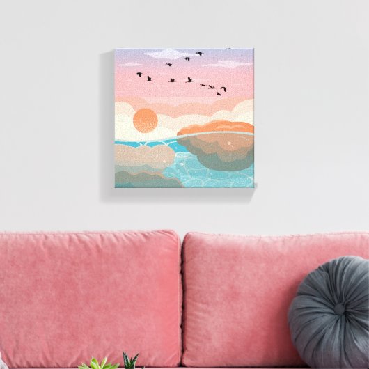 Sunset Gradient Wall Art | Canvas Verpakt Modern (Insitu (Woonkamer))