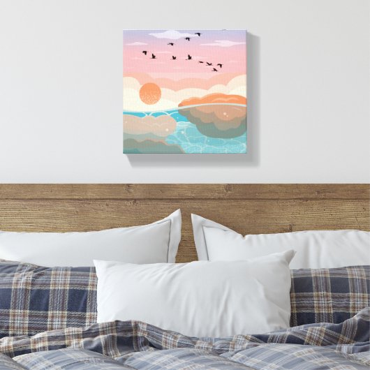 Sunset Gradient Wall Art | Canvas Verpakt Modern (Insitu (Slaapkamer))