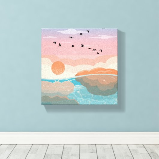 Sunset Gradient Wall Art | Canvas Verpakt Modern (Insitu (Houten vloer))
