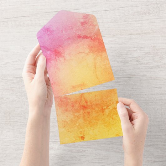 Sunset Gradient Wedding Invitation All In One Uitnodiging (Afscheurbaar)