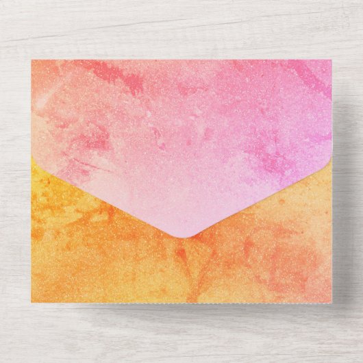 Sunset Gradient Wedding Invitation All In One Uitnodiging (Achterkant)