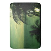SunSet Green Blue Sky & Zee Silhouetted Palm Tree Badmat (Voorkant Verticaal)