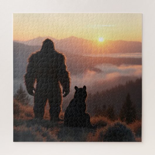 Sunset Guardians: Young Bigfoot & Cub  Legpuzzel (Verticaal)