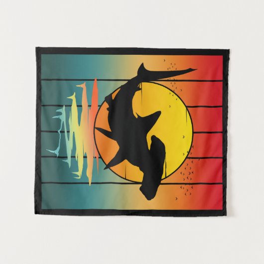 Sunset Hammerhead Shark Wandkleed (Voorkant (horizontaal))