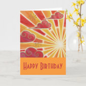 Sunset 'Happy Birthday' kaart sinaasappel (Gele Bloem)