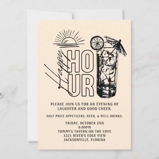 Sunset Happy Hour Invitation Kaart (Voorkant)