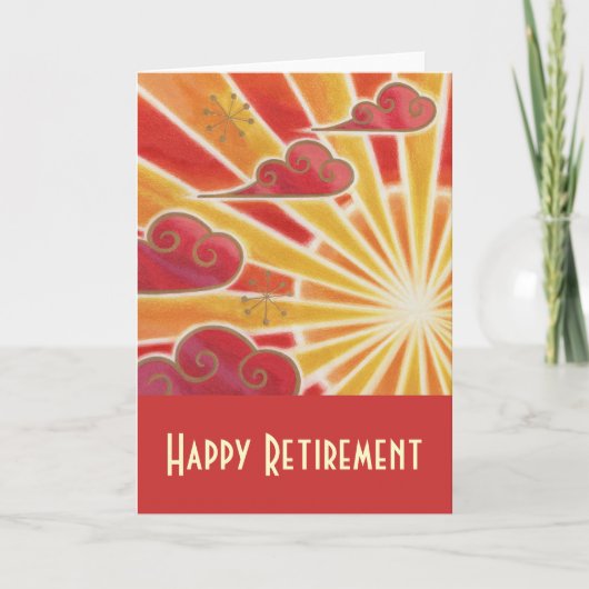 Sunset 'Happy Retirement' kaart rood (Voorkant)