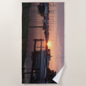 Sunset Harbour met Boats Beach Towel Strandlaken (Voorkant)