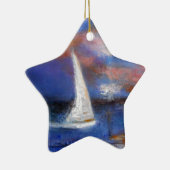 Sunset Harbour Sail Seascape Painting Keramisch Ornament (Rechts)