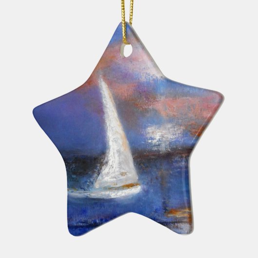 Sunset Harbour Sail Seascape Painting Keramisch Ornament (Links)