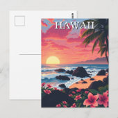 Sunset Hawaii Aloha Vintage Travel Briefkaart (Voorkant / Achterkant)