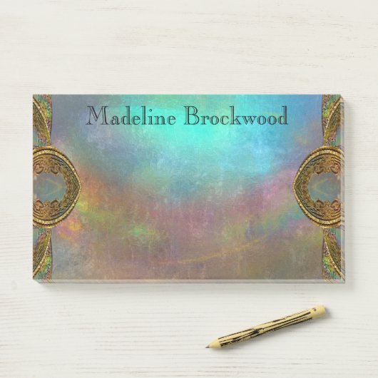 Sunset Haze Mooi Monogram Post-it® Notes (Op bureau)