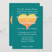 Sunset Heart Blauwgroen Green Wedding Invitation Kaart (Voorkant / Achterkant)