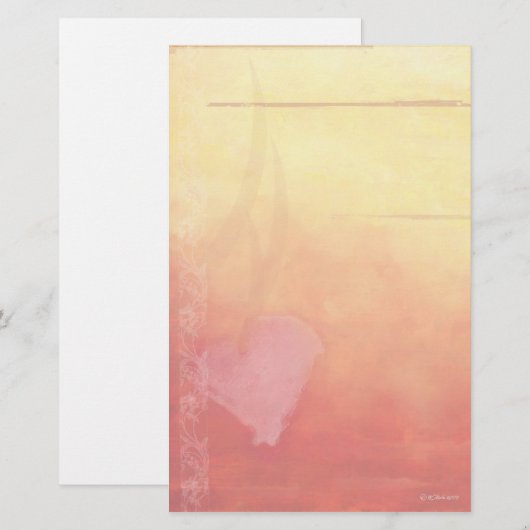 Sunset Heart-Briefpapier Briefpapier (Voorkant / Achterkant)