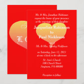 Sunset Heart Red Wedding Invitation Kaart (Voorkant / Achterkant)