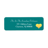Sunset Heart Teal Green White Wedding Etiket (Voorkant)