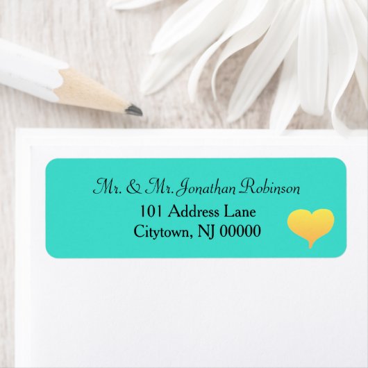 Sunset Heart Turquoise Wedding  Etiket (Insitu)