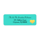 Sunset Heart Turquoise Wedding  Etiket (Voorkant)