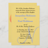 Sunset Heart Yellow Blue Monogram Weddenschap Kaart (Voorkant / Achterkant)