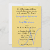 Sunset Heart Yellow Blue Monogram Weddenschap Kaart (Voorkant)