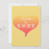 Sunset Heart Yellow Blue Monogram Weddenschap Kaart (Achterkant)