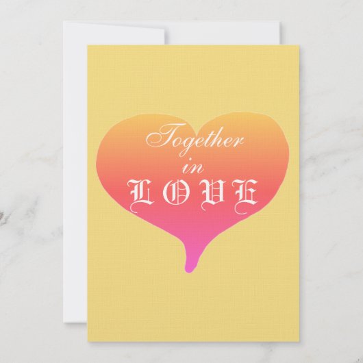 Sunset Heart Yellow Blue Monogram Weddenschap Kaart (Achterkant)