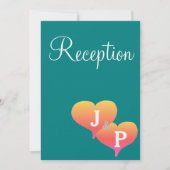 Sunset Hearts Blauwgroen Groen Goud Monogram Kaart (Voorkant)