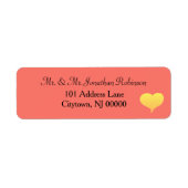 Sunset Hearts Coral Wedding Etiket (Voorkant)