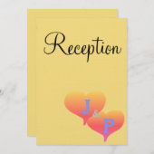 Sunset Hearts Mellow Yellow Blue Monogram Kaart (Voorkant / Achterkant)