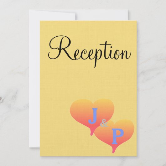 Sunset Hearts Mellow Yellow Blue Monogram Kaart (Voorkant)