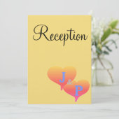 Sunset Hearts Mellow Yellow Blue Monogram Kaart (Staand voorkant)