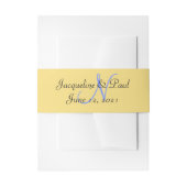 Sunset Hearts Mellow Yellow Blue Monogram Uitnodigingen Wikkel (Voorkant Voorbeeld)