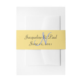 Sunset Hearts Mellow Yellow Blue Monogram Uitnodigingen Wikkel