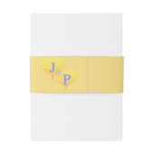Sunset Hearts Mellow Yellow Blue Monogram Uitnodigingen Wikkel (Achterkant Voorbeeld)