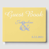 Sunset Hearts Mellow Yellow Blue Weddenschap Gastenboek (Voorkant)