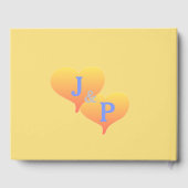 Sunset Hearts Mellow Yellow Blue Weddenschap Gastenboek (Achterkant)