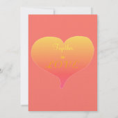 Sunset Hearts Monogram Coral Turquoise Kaart (Achterkant)