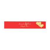 Sunset Hearts Red Golden Monogram Uitnodigingen Wikkel (Vlak)