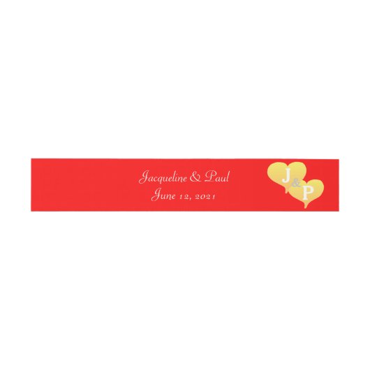 Sunset Hearts Red Monogrammed Weddenschap Uitnodigingen Wikkel (Vlak)
