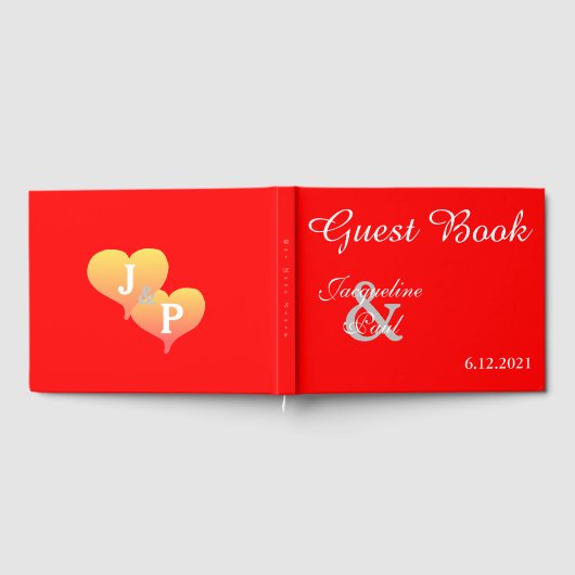 Sunset Hearts Red Weddenschap Gastenboek (Volledig)