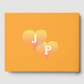 Sunset Hearts Sinaasappel Wit Trouwboek Gastenboek (Achterkant)