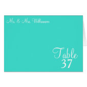 Sunset Hearts Turquoise Blue Wedding Table Kaart (Voorkant Horizontaal)